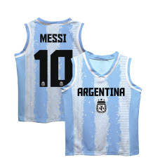 Подростковая Lionel Messi Argentina National Team Vive La Fete Painted Stripes Basketball Jersey - Light Blue
