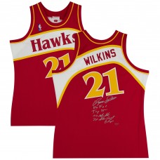 Игровая джерси Dominique Wilkins Atlanta Hawks Autographed Fanatics Authentic Mitchell & Ness 1986-87 Red Authentic with Multiple Inscriptions - Limited Edition of 12