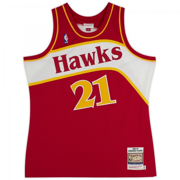 Игровая джерси Dominique Wilkins Atlanta Hawks Autographed Fanatics Authentic Mitchell & Ness 1986-87 Red Authentic with Multiple Inscriptions - Limited Edition of 12