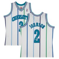 Larry Johnson Charlotte Hornets Autographed Fanatics Authentic Mitchell & Ness 1992-93 White Swingman Jersey