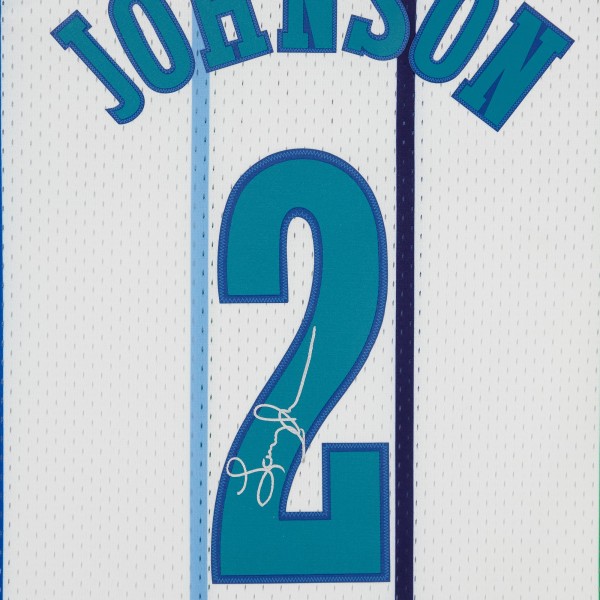 Larry Johnson Charlotte Hornets Autographed Fanatics Authentic Mitchell & Ness 1992-93 White Swingman Jersey