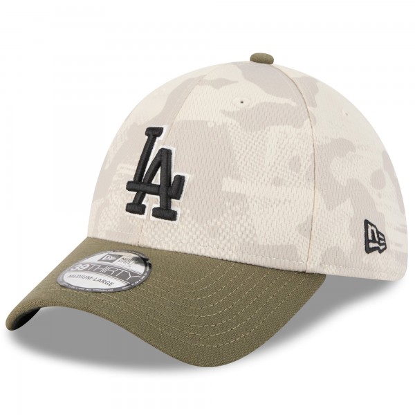 Бейсболка Los Angeles Dodgers New Era Light Beige/Olive 2025 Armed Forces Day 39THIRTY