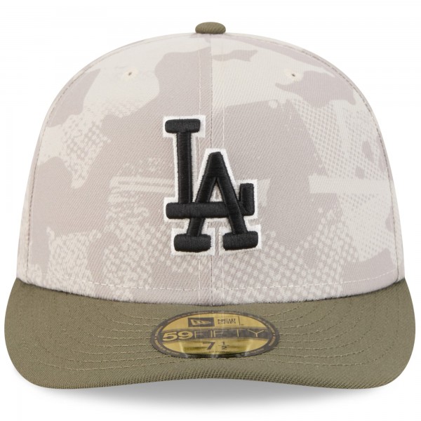 Бейсболка Los Angeles Dodgers New Era Light Beige/Olive 2025 Armed Forces Day 59FIFTY