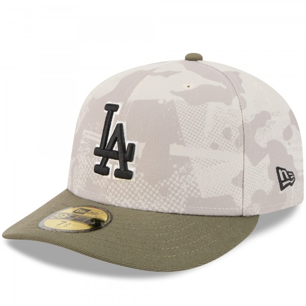 Бейсболка Los Angeles Dodgers New Era Light Beige/Olive 2025 Armed Forces Day 59FIFTY