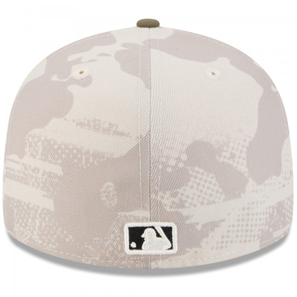 Бейсболка Los Angeles Dodgers New Era Light Beige/Olive 2025 Armed Forces Day 59FIFTY
