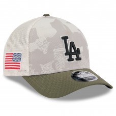 Бейсболка Los Angeles Dodgers New Era Light Beige/Olive 2025 Armed Forces Day 9FORTY M-Crown A-Frame