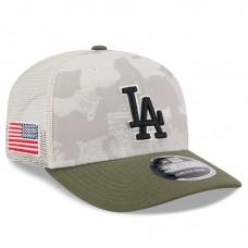 Бейсболка Los Angeles Dodgers New Era Light Beige/Olive 2025 Armed Forces Day 9SEVENTY Stretch-Snap