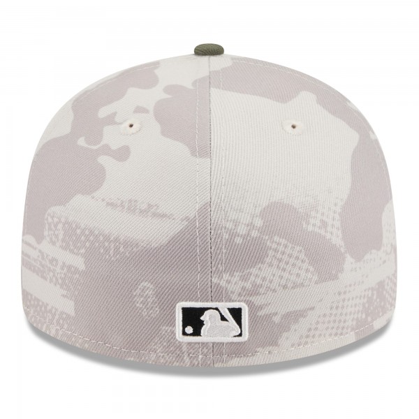 Бейсболка Los Angeles Dodgers New Era Light Beige/Olive 2025 Armed Forces Day Low Profile 59FIFTY