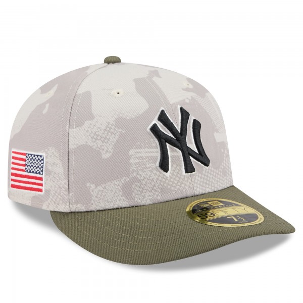 Бейсболка New York Yankees New Era Light Beige/Olive 2025 Armed Forces Day Low Profile 59FIFTY