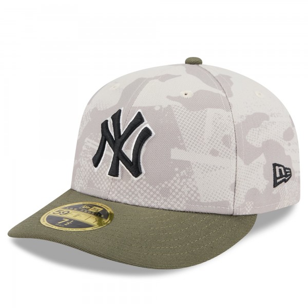 Бейсболка New York Yankees New Era Light Beige/Olive 2025 Armed Forces Day Low Profile 59FIFTY