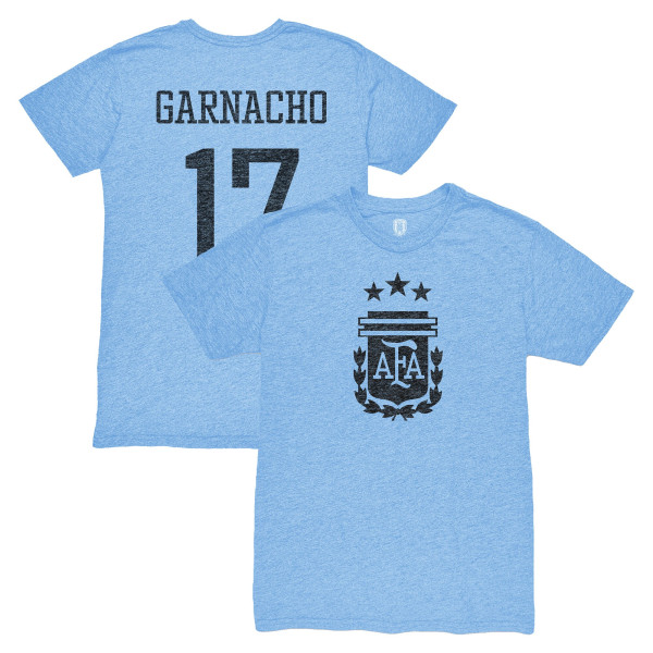 Футболка Alejandro Garnacho Argentina National Team 1863FC Vintage Tri-Blend - Light Blue