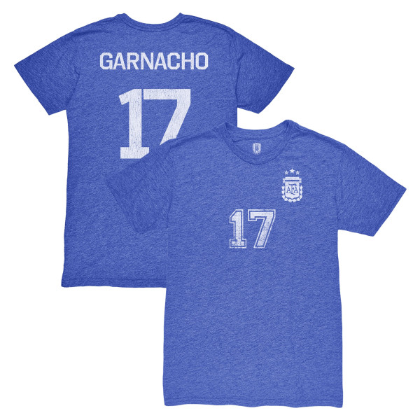 Футболка Alejandro Garnacho Argentina National Team 1863FC Vintage Tri-Blend - Blue