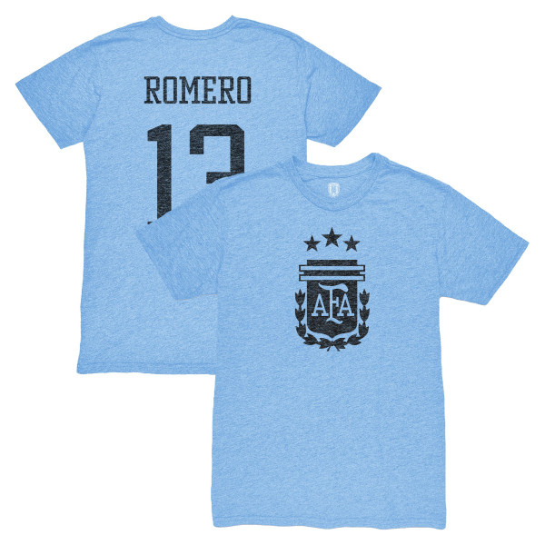 Футболка Cristian Romero Argentina National Team 1863FC Vintage Tri-Blend - Light Blue