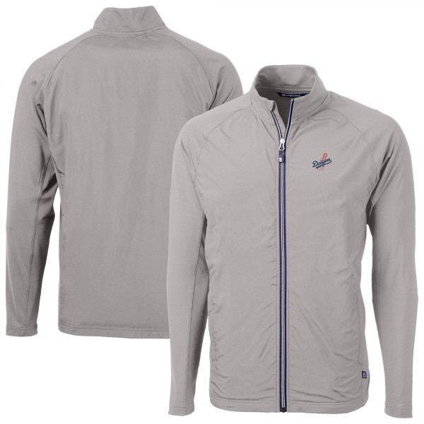 Los Angeles Dodgers Cutter & Buck Gray Adapt Eco Knit Hybrid Recycled Full-Zip Jacket