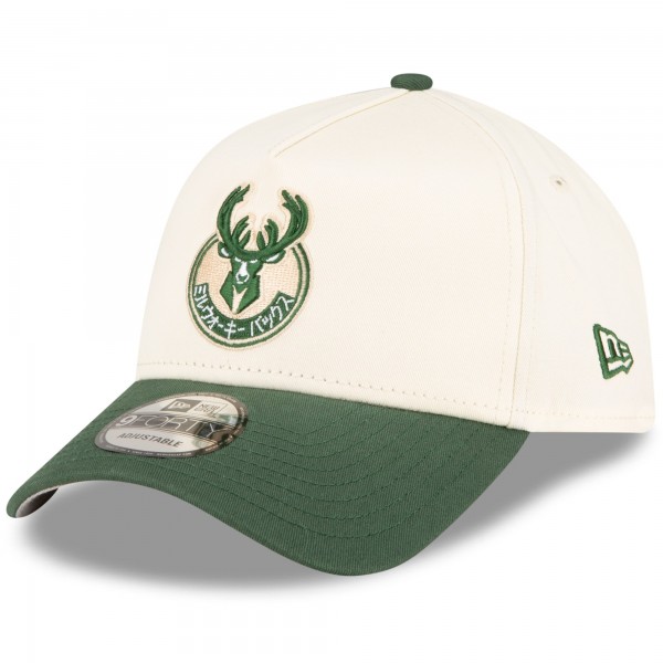 Бейсболка Milwaukee Bucks New Era x Hyperfly Katakana Collection White/Hunter Green A-Frame 9FORTY