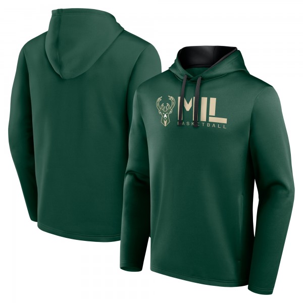Milwaukee Bucks Logo Athletic Hunter Green Head Start Pullover Hoodie