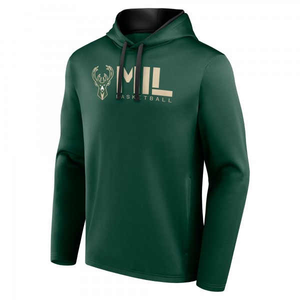 Milwaukee Bucks Logo Athletic Hunter Green Head Start Pullover Hoodie