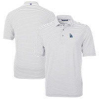 Поло Los Angeles Dodgers Cutter & Buck Gray Virtue Eco Pique Stripe Recycled