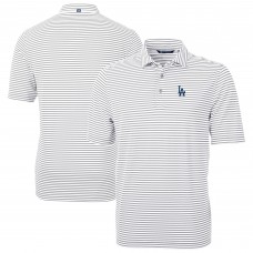Los Angeles Dodgers Cutter & Buck Gray Virtue Eco Pique Stripe Recycled Polo