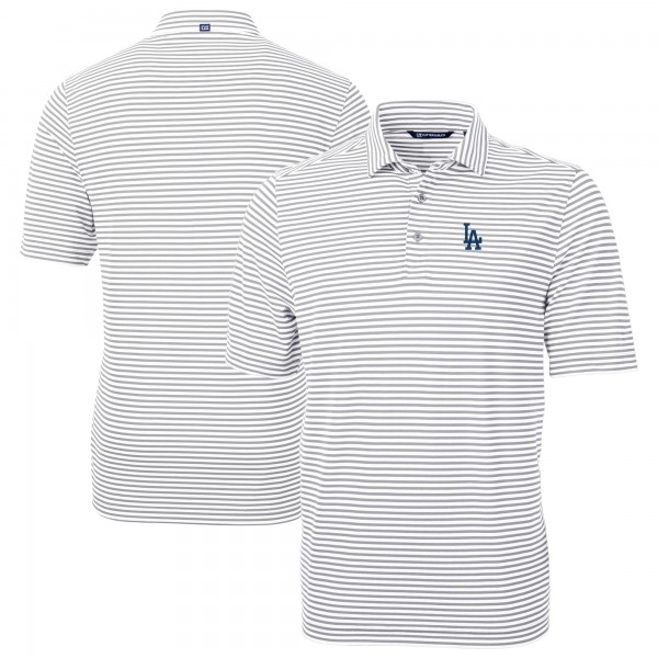 Los Angeles Dodgers Cutter & Buck Gray Virtue Eco Pique Stripe Recycled Polo