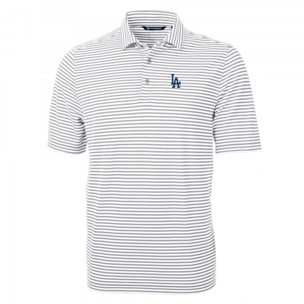 Los Angeles Dodgers Cutter & Buck Gray Virtue Eco Pique Stripe Recycled Polo