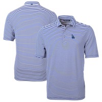 Los Angeles Dodgers Cutter & Buck Blue Virtue Eco Pique Stripe Recycled Polo