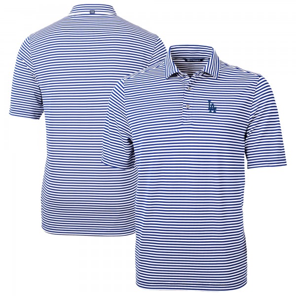 Los Angeles Dodgers Cutter & Buck Blue Virtue Eco Pique Stripe Recycled Polo