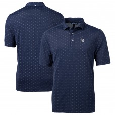New York Yankees Cutter & Buck Navy Virtue Eco Pique Tile Recycled Polo