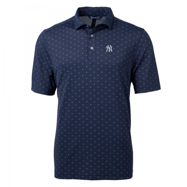 New York Yankees Cutter & Buck Navy Virtue Eco Pique Tile Recycled Polo