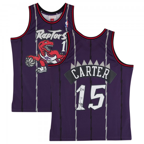 Vince Carter Toronto Raptors Autographed Fanatics Authentic Mitchell & Ness Dark Purple 1998-99 Swingman Jersey with HOF 24 Inscription