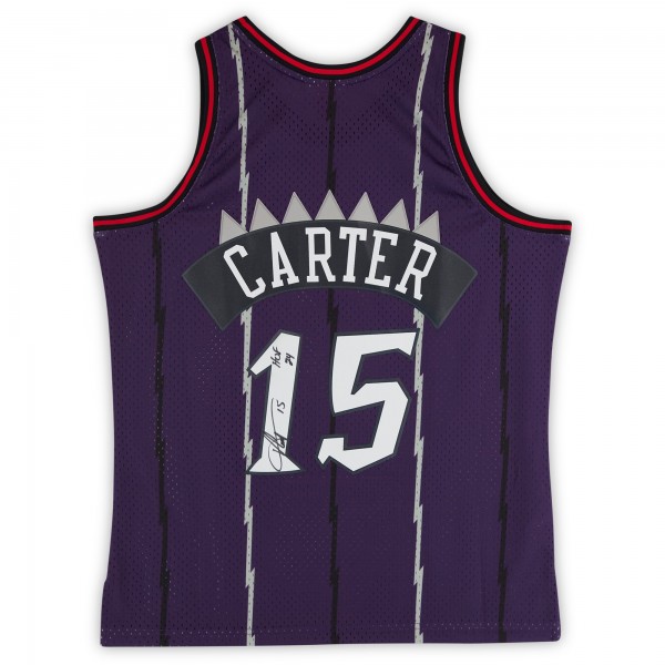 Vince Carter Toronto Raptors Autographed Fanatics Authentic Mitchell & Ness Dark Purple 1998-99 Swingman Jersey with HOF 24 Inscription