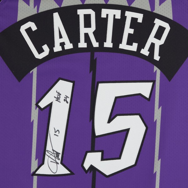 Vince Carter Toronto Raptors Autographed Fanatics Authentic Mitchell & Ness Purple 1998-99 Authentic Jersey with HOF 24 Inscription