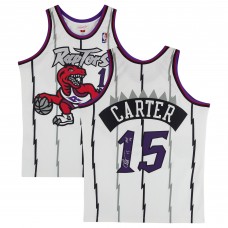 Vince Carter Toronto Raptors Autographed Fanatics Authentic Mitchell & Ness White 1998-99 Authentic Jersey with HOF 24 Inscription