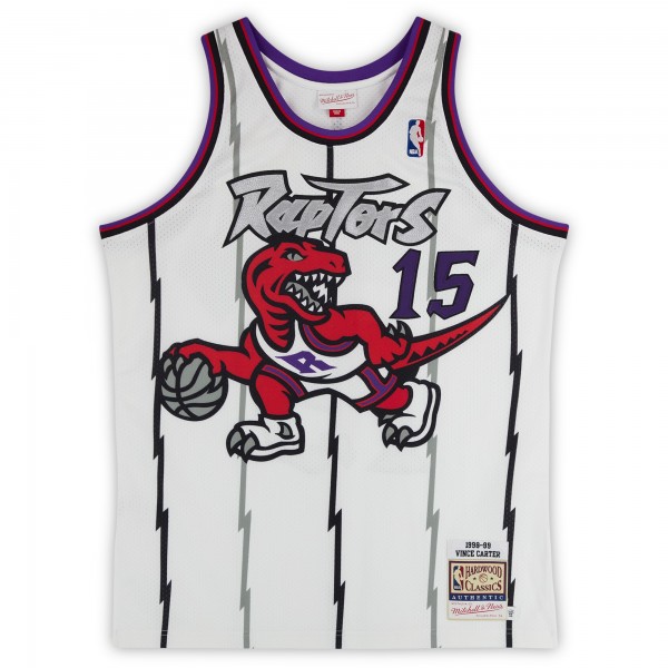 Vince Carter Toronto Raptors Autographed Fanatics Authentic Mitchell & Ness White 1998-99 Authentic Jersey with HOF 24 Inscription