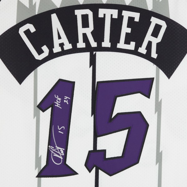 Vince Carter Toronto Raptors Autographed Fanatics Authentic Mitchell & Ness White 1998-99 Authentic Jersey with HOF 24 Inscription
