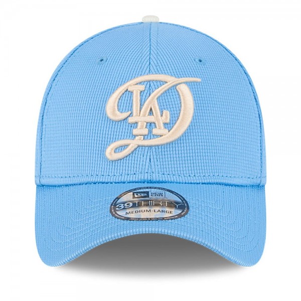 Бейсболка Los Angeles Dodgers New Era Light Blue City Connect Batting Practice 39THIRTY
