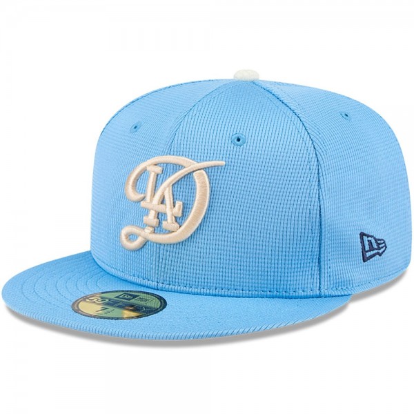 Бейсболка Los Angeles Dodgers New Era Light Blue City Connect Batting Practice 59FIFTY