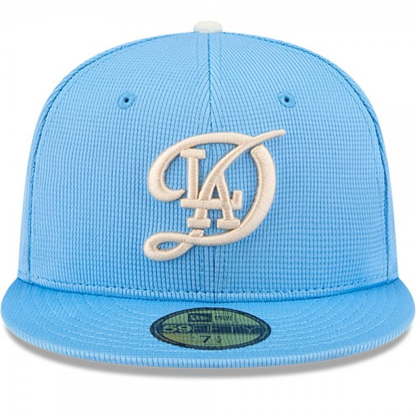 Бейсболка Los Angeles Dodgers New Era Light Blue City Connect Batting Practice 59FIFTY