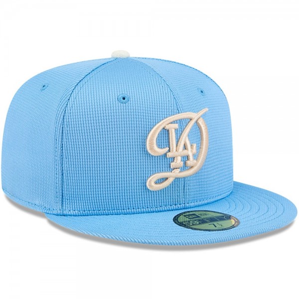 Бейсболка Los Angeles Dodgers New Era Light Blue City Connect Batting Practice 59FIFTY