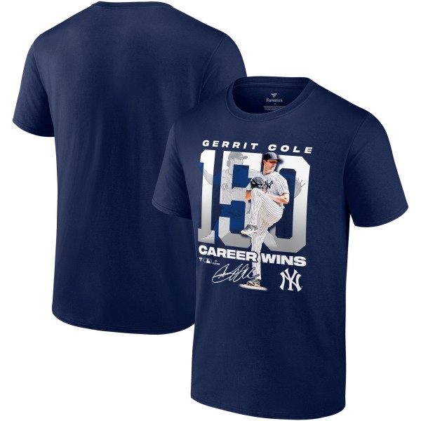 New York Yankees Gerrit Cole Navy 150 Career Wins T-Shirt