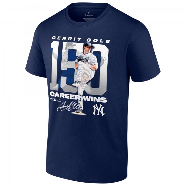 New York Yankees Gerrit Cole Navy 150 Career Wins T-Shirt