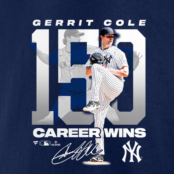 New York Yankees Gerrit Cole Navy 150 Career Wins T-Shirt