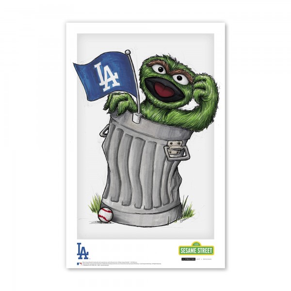 Los Angeles Dodgers Oscar the Grouch 11 x 17 Sesame Street Poster Print