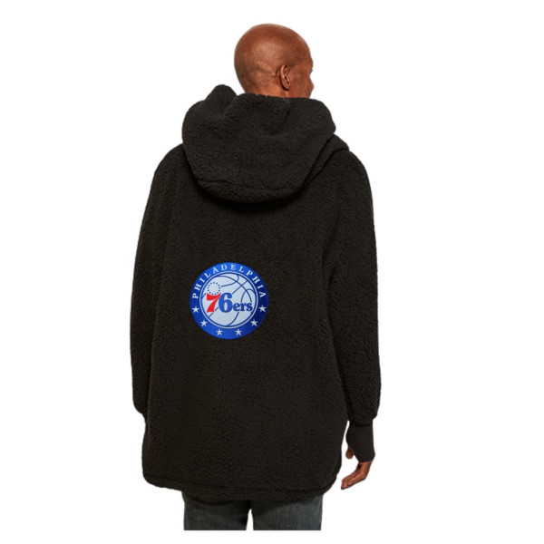 Толстовка Unisex Philadelphia 76ers The Best Lounger in the World By Jill Martin Black Oversized Open-Front Sweater
