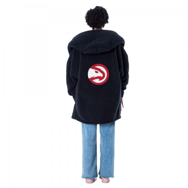 Свитер с капюшоном Unisex Atlanta Hawks The Best Lounger in the World By Jill Martin Black Oversized Open-Front