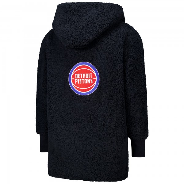 Unisex Detroit Pistons The Best Lounger in the World By Jill Martin Black Oversized Open-Front Hoodie Sweater