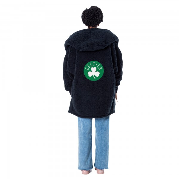 The Best Lounger in the World By Jill Martin Boston Celtics Unisex Black Oversized Open-Front Hoodie Sweater
