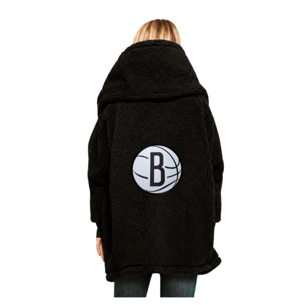 Толстовка Unisex Brooklyn Nets The Best Lounger in the World By Jill Martin Black Oversized Open-Front Sweater
