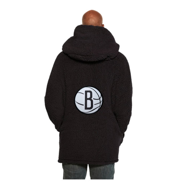 Толстовка Unisex Brooklyn Nets The Best Lounger in the World By Jill Martin Black Oversized Open-Front Sweater