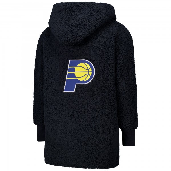 Unisex Indiana Pacers The Best Lounger in the World By Jill Martin Black Oversized Open-Front Hoodie Sweater